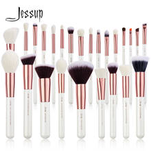 Jessup Makeup brushes set 6-25pcs Pearl White / Rose Gold Professional Make up brush Natural hair Foundation Powder Blushes 2024 - купить недорого