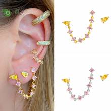 925 Sterling Silver Needle Pink Diamond Tassel Chain Stud Earrings Fashion Women's Earrings Wedding High Luxury Jewelry Gifts 2024 - buy cheap