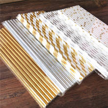 25pcs Metallic Gold heart star Foil Stripe Paper Straws Silver chevron Wedding Party Decor 2024 - buy cheap