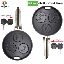 KEYECU 10 Pieces Remote Control Key Shell Case Cover With 3 Buttons Fob for Mercedes-Benz Smart Fortwo 450 Forfour 451 Roadstar 2024 - buy cheap