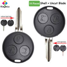 KEYECU 10 Pieces Remote Control Key Shell Case Cover With 3 Buttons Fob for Mercedes-Benz Smart Fortwo 450 Forfour 451 Roadstar