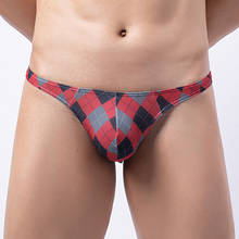 Men Jockstrap Gay Mens Plaid Print Thong Underwear Breathable Bikini Low-Rise Briefs Panties New Penis Pouch Tanga Hombre 2024 - compre barato