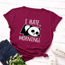 Women Short Sleeve Cotton T-Shirts Ihate Mornings Lazy Panda Graphic Tees Summer Tee Tops for Female Casual Tee Clothes 2024 - buy cheap