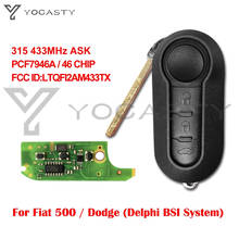 YOCASTY LTQFI2AM433TX 3 Btn Remote Flip Car Key 315 433Mhz ID46 For Fiat Qubo 500 Grande Punto Doblo 2006 2007 2013 DelphiBSI 2024 - buy cheap