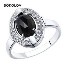 SOKOLOV anillo de plata con ágata negra y fianitami joyería de moda de 925 de las mujeres/los hombres de hombre/mujer hombre 2024 - compra barato