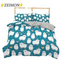 Zeimon conjunto de cama com peças de animais de desenho animado, edredom, fronha, dinossauro, roupas de cama para meninos e meninas 2024 - compre barato