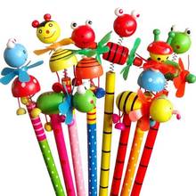 12pcs/lot Colorful Cartoon Windmill Non-toxic toy lead free wooden pencils for school students writting HB for drawing 2024 - buy cheap