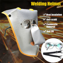 Adjustable Insulated Leather Welding Mask Argon Arc ARC TIG MIG Weld Lens Welder Glasses Face Protective Mask + Safety Goggles 2024 - buy cheap