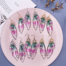Brincos de borboleta com gradiente de arco-íris, brincos brilhantes de borboleta, asas de simulação transparentes com brilho de strass, joias para mulheres, 2020 2024 - compre barato