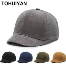 2022 Short Brim Baseball Cap Men Solid Corduroy Dad Hat Autumn Winter Bone Casquette Homme Streetwear Hip Hop Caps For Women 2024 - buy cheap