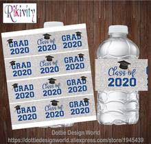 Rikivity Silver Blue Grad Cap Class of 2022 Graduation Water Bottle Wine Labels Stickers Candy Bar Wraps Party Favor Decoration 2024 - buy cheap