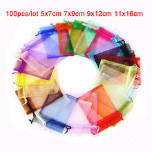 Mix color organza bag wholesale christmas wedding gift bags 100pcs assorted organza drawstring jewelry pouches customized logo 2024 - buy cheap