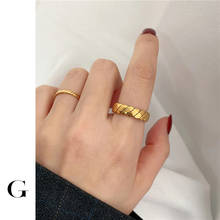 GHIDBK минималистичные витые титановые стальные Открытые Кольца для женщин массивные кольца оригинальной формы для Северной Европы дизайнерские кольца оптом 2024 - купить недорого