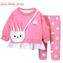 New Cute Cartoon Dot Baby Girl Spring Clothing Set  O-neck Long Sleeve Toddler Kid Shirt + Pants 1 2 3 4 Years Tracksuit 2024 - buy cheap