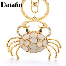 Dalaful-Llavero con forma de cangrejo para mujer, colgante de bolsa con diseño de Animal de cristal, bonito y elegante, K370 2024 - compra barato