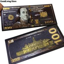 Dólares comemorativos para cédulas, 1 peça, antigo, folha de ouro preto, usd 100, decoração de casa, presentes 2024 - compre barato