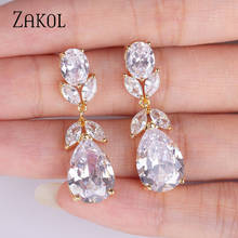 ZAKOL-pendientes de cristal de circonia cúbica para mujer, joyería de boda de alta calidad, Color blanco, FSEP2218 2024 - compra barato