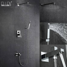 Conjunto de ducha de pared cuadrado con ducha de mano, grifo de ducha de pared con caño, conjunto de ducha de lluvia cromada de 8 "10" 12 "ELK070 2024 - compra barato