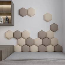 Adesivo de parede 3d de cabeceira e cama hexagonal, adesivo decorativo autoadesivo em várias cores, decoração de parede para casa, sala de estar, quarto 2024 - compre barato