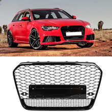 Front Intake Grill Hex Mesh Grille Full Black Refit for RS6 Style Fits for Audi A6/S6 C7 2016-2018 2024 - buy cheap