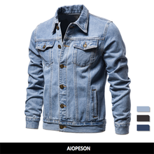 New 2020 Cotton Denim Jacket Men Casual Solid Color Lapel Single Breasted Jeans Jacket Men Autumn Slim Fit Quality Mens Jackets 2024 - купить недорого