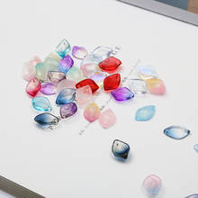 10 unids/lote de cuentas de Vidrio plano con forma de pétalo degradado de colores para hacer joyería DIY, collar, pendientes, pulsera, accesorios, suministros 2024 - compra barato