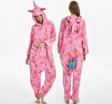Pijama Kigurumi para niños y niñas, ropa de dormir de dinosaurio y unicornio, Mono para adulto, de invierno, cálida 2024 - compra barato
