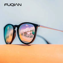 FUQIAN-gafas de sol polarizadas redondas clásicas para hombre y mujer, lentes de plástico a la moda para conducir, color negro y rosa, UV400 2024 - compra barato