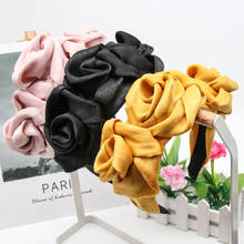 Artificial Rose Flower Headbands for Women Girls Handmade Big Silk Flowers Crown Hairbands Hair Hoop Hair Accessories Headwear 2024 - buy cheap