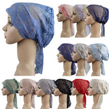 Muslim Women Lace Hijab Turban Beanie Bonnet Cap Underscarf Inner Hat Islamic Hair Loss Cover Under Scarf Headwear Wrap 2024 - buy cheap