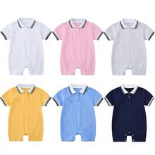 NewBorn Baby boys Clothes summer short Sleeve rompers for baby boys and girls Gentleman boy Clothing Toddler Costume Unisex 2022 2024 - buy cheap