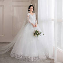 New Spring Light wedding dress Vestidos De Novia off white bride V neck dream princess simple Long Full Sleeve Lace appliques 40 2024 - buy cheap