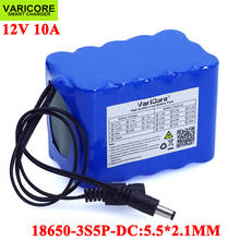 VariCore-Paquete de batería de li-lon, 12V, 10Ah, 18650, 12,6 V, 10000mAh, con placa de protección de circuito BMS, CC, 5,5x2,1mm, fuente de alimentación de respaldo 2024 - compra barato