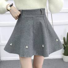 Autumn and Winter High-Waisted Trousers Skirt Woolen A- line Skirt Skirt Black and Gray Woman Skirts Faldas Jupe 2024 - buy cheap