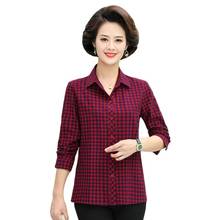 Spring Autumn Women Blouse And Tops 2022 New Long Sleeve Plaid   Shirt Blusa Middle Age Mother Cotton Shirts Plus Size 5XL W08 2024 - buy cheap