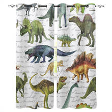 Dinosaur Animal Colorful Text Background Bedroom Modern Window Curtain for Living Room Decoration Curtains Home Textile Drapes 2024 - buy cheap