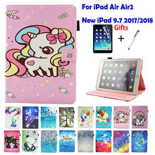 Cute Cover For iPad Air Air 2 Case Tablet Cover For New iPad 9.7 2017/2018 Case Stand Fundas Free Film Touch Pen Unicorn Cat 2024 - buy cheap