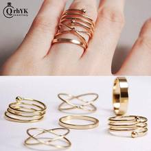 6Pcs/Set New Fashion Gold Sliver Finger Ring Gift Trendy Punk Style Knuckle Rings For Women Unique Ring Set 2024 - buy cheap