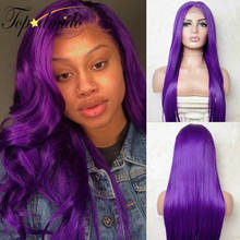 Topodmido Purple Color 13x4 Lace Front Wigs with Pre Plucked Brazilian Wavy Human Hair Wig Deep Wave Remy Hair Glueless Lace Wig 2024 - buy cheap