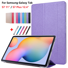 Capa t870 para tablet, samsung galaxy tab s7 plus 12.4 2020 três dobras, capa protetora 2024 - compre barato