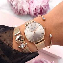 Relojes de lujo de oro rosa para mujer, reloj de pulsera de cuarzo de acero inoxidable para mujer, reloj de vestir para mujer #287560 2024 - compra barato