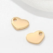 Abalorios en forma de corazón de latón, accesorios de joyería Diy de alta calidad, agujero de 9x7MM, 1MM, 14K, Color dorado 2024 - compra barato