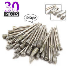 30pcs diamond grinding head wheel dremel rotary tool burs set accessories drill burr bits Diamond Rotary Tool variety of shapes 2024 - buy cheap