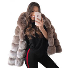 Faux Fox Fur Coat Women Winter Fashion Long Sleeve Artifical Fur Coats Women Thick Warm Hooded Coat Female Faux Fur Jacket 2024 - buy cheap
