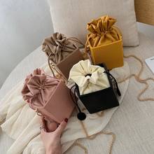 2020 shoulder handbags Fashion Drawstring Bucket Women Purses Bags Small Flap Ladies Handbags Box Shape Crossbody Bags For Women 2024 - buy cheap