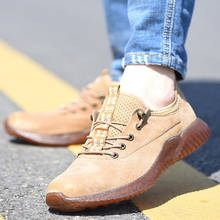 Рабочая страховая обувь мужская свиная кожа со стальной головкой, противопронизывающие защитные ботинки Мужская дышащая повседневная обувь Рабочая обувь на плоской подошве 2024 - купить недорого