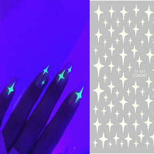3D Luminous Effect  Nail Art Sticker Leaf Flower Design Hallowee Nail Art Shinning Glitter Decoration Manicures Tips Tool Summer 2024 - buy cheap