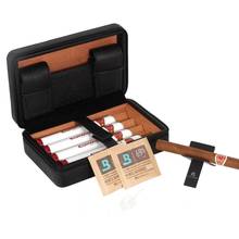 GALINER кожаный чехол для сигар для путешествий Humidor роскошный кедровый Деревянный чехол для 4 сигары Cohiba W/увлажнитель для сигар 2024 - купить недорого