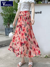 Женская плиссированная юбка Vangull, винтажная длинная юбка миди с цветочным принтом и высокой талией, элегантная летняя юбка в Корейском стиле, 2020 2024 - купить недорого