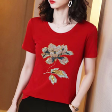 Vetement Femme 2021 T-shirt female Rhinestone summer print tops plus size XXXL women's diamond tshirts woman tees poleras mujer 2024 - buy cheap
